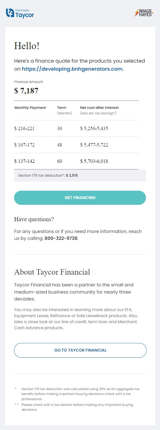 Financing 6 Taycor6